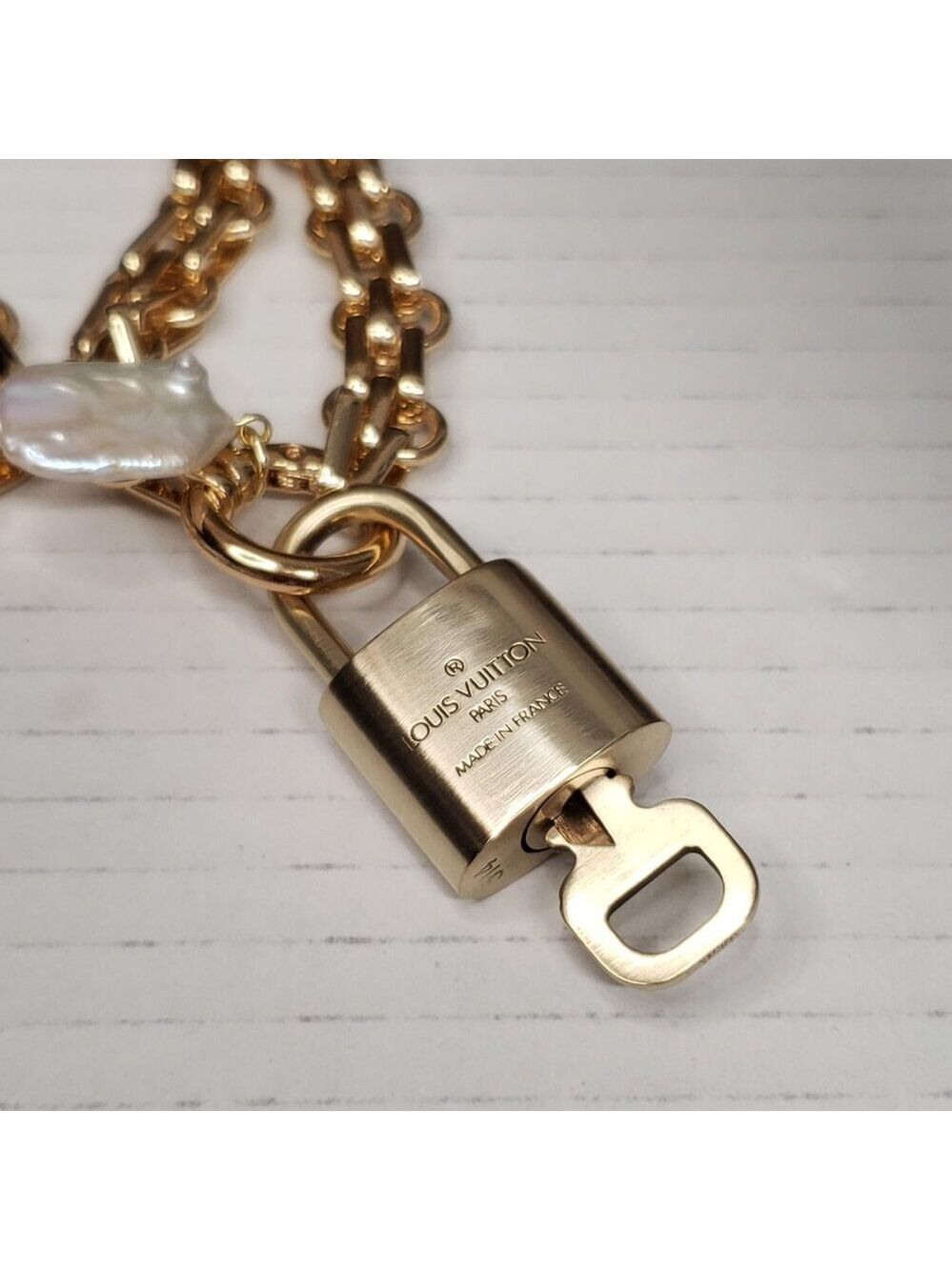 Authentic Louis Vuitton Lock & Key w/ Unbranded Stainless Steel Chain Necklace - Picture 7 of 16
